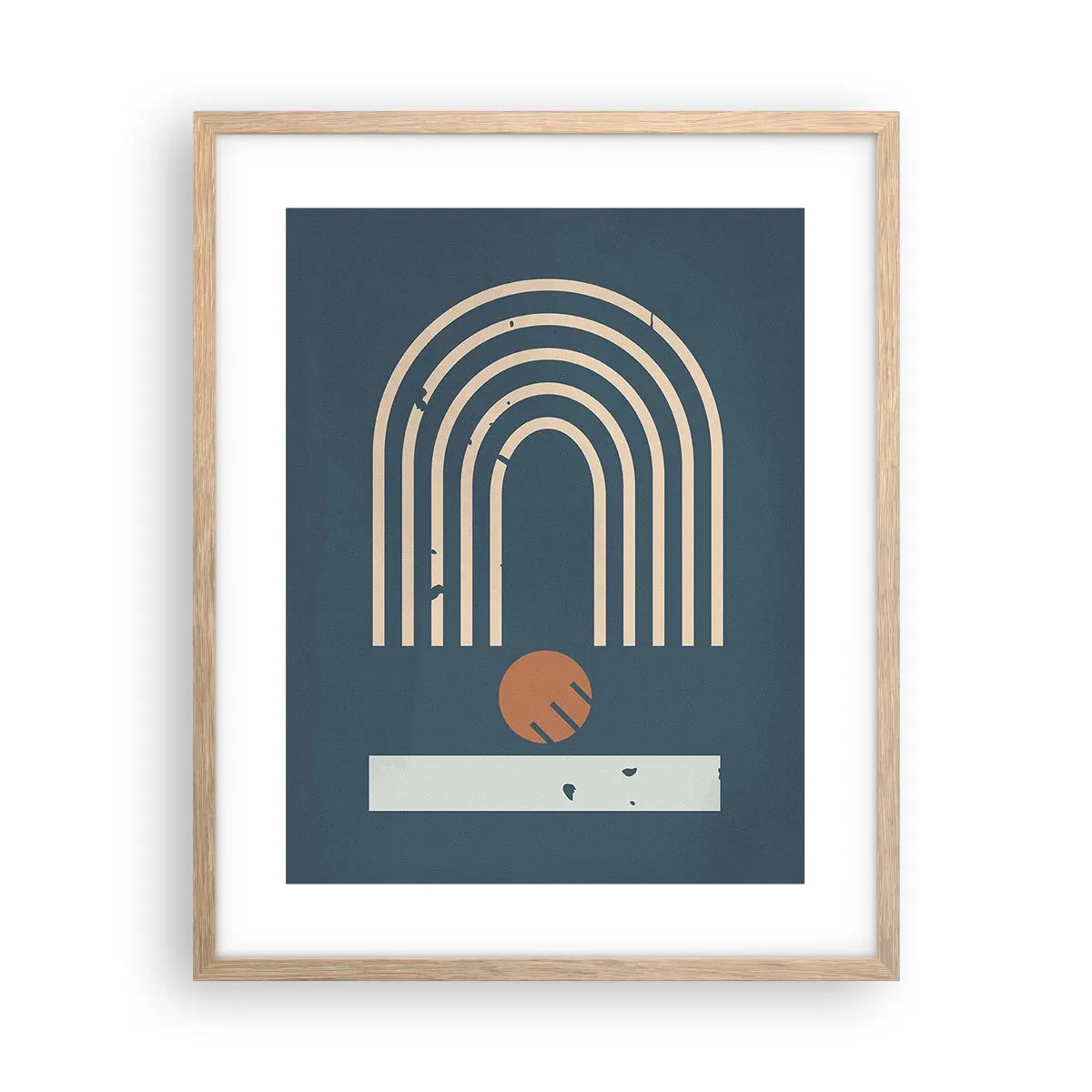 Pôster com moldura de carvalho claro - Geometria em azul marinho - 40x50 cm