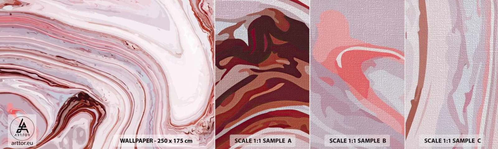 Amostra de papel de parede Premium Canvas - Em frente, depois à direita para baixo - Abstração, Pedaço, Padrão Moderno - 100x30 cm