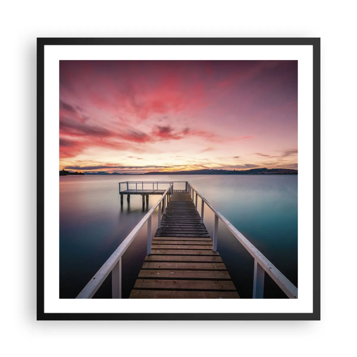 Pôster com moldura preta - A chama suave da noite - 60x60 cm