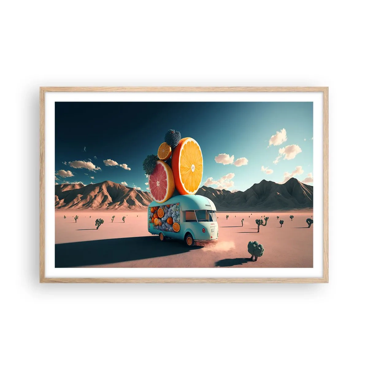 Pôster com moldura de carvalho claro - O sabor das férias - 91x61 cm