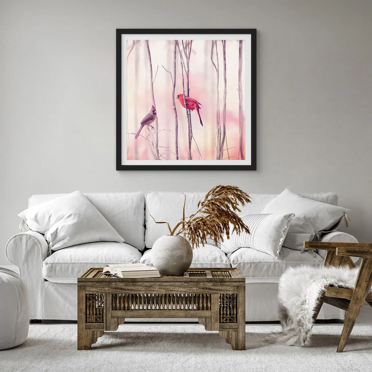 Pôster com moldura preta - O Conto da floresta rosa - 30x30 cm