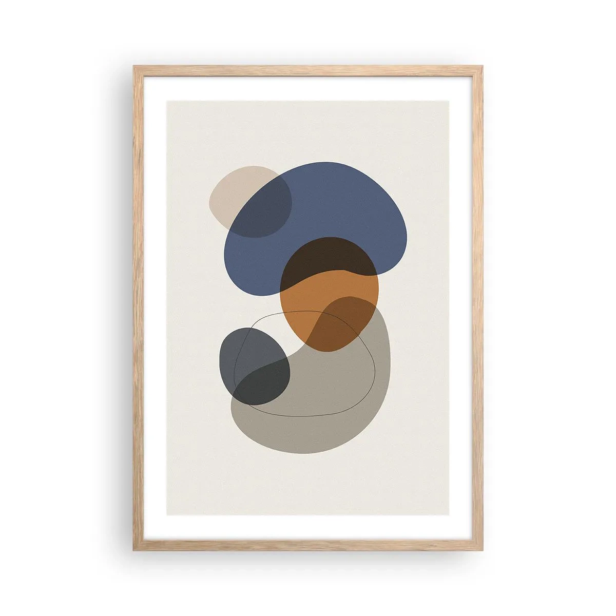 Pôster com moldura de carvalho claro - Gotas de cor - 50x70 cm