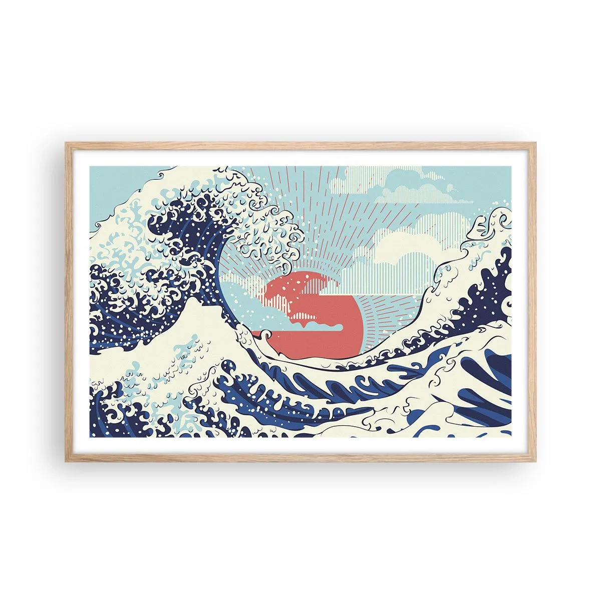 Pôster com moldura de carvalho claro - Das inspirações japonesas - 91x61 cm