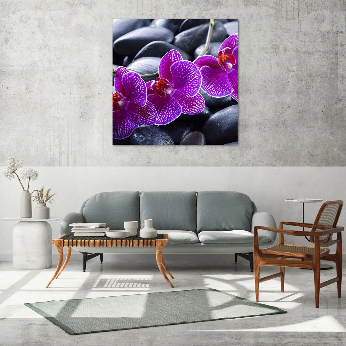 Quadro em vidro - As pedras de iluminaram de deleite - 60x60 cm