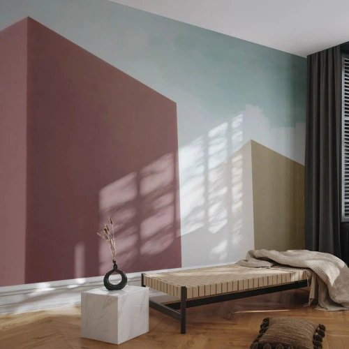 Papel de Parede Premium Canvas - A geometria de um verão ensolarado - Edifícios, Arquitetura, Tridimensional - 350x256 cm