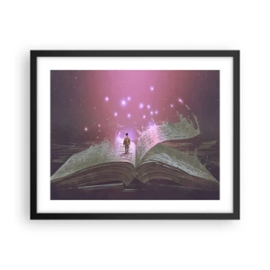 Pôster com moldura preta - Um convite para outro mundo - leia! - 50x40 cm