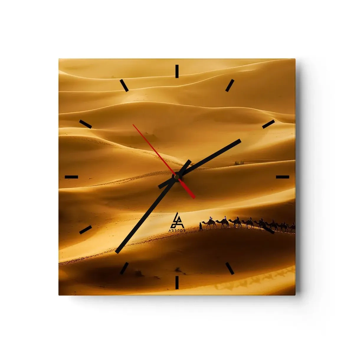 Relógio de parede - Relógio em vidro - Caravana nas ondas do deserto - 40x40 cm