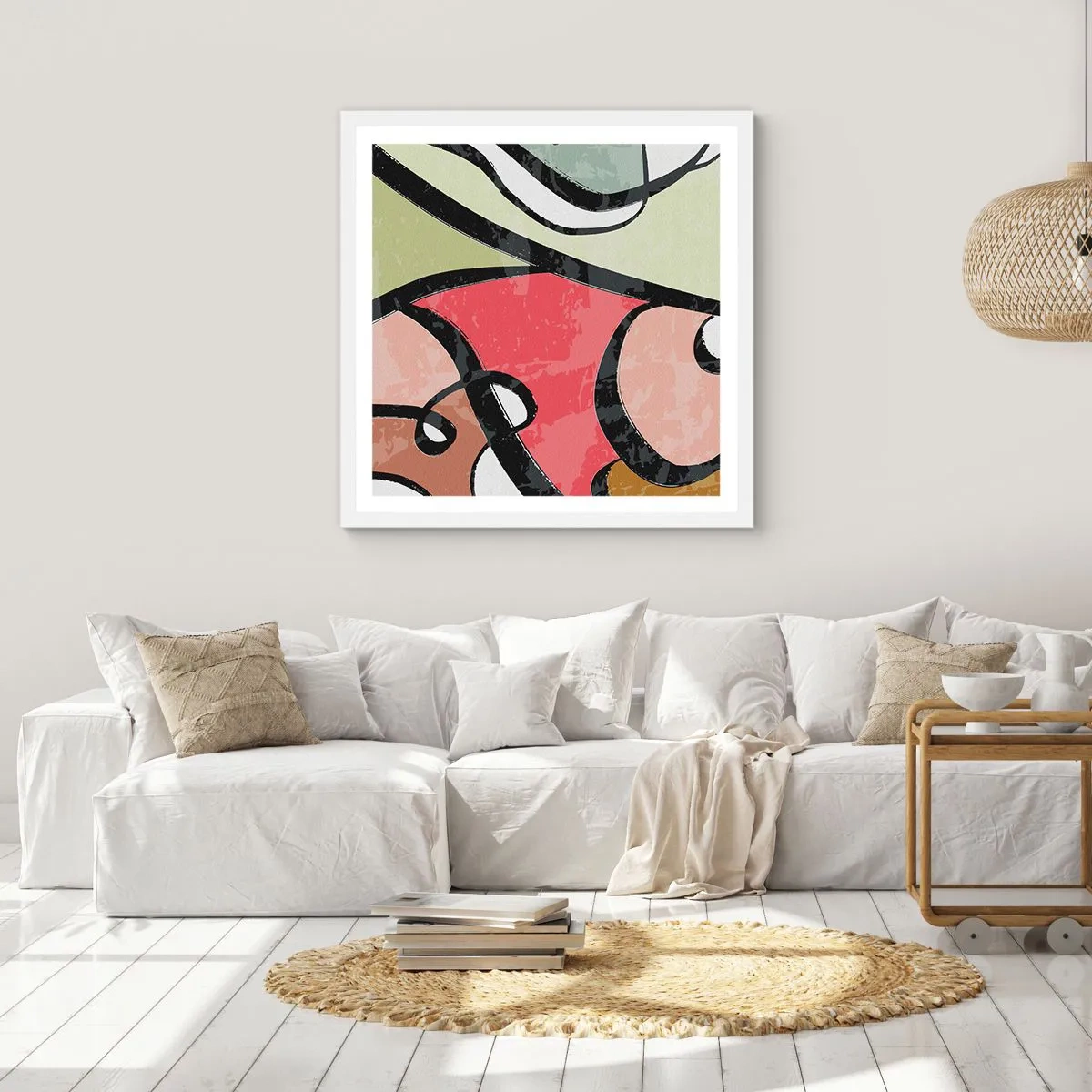 Pôster em moldura branca - Piruetas entre cores - 40x40 cm