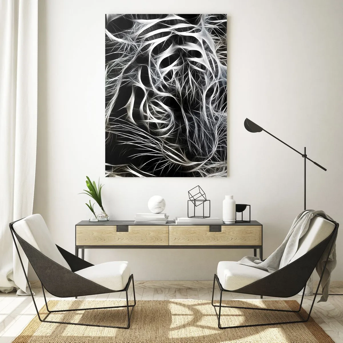 Quadro em vidro - Um estudo da leveza do gato - 50x70 cm