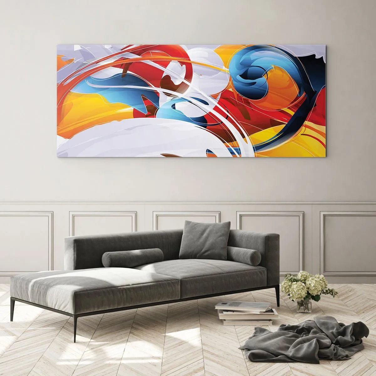 Quadro em vidro - A dança dos elementos da natureza - 100x40 cm