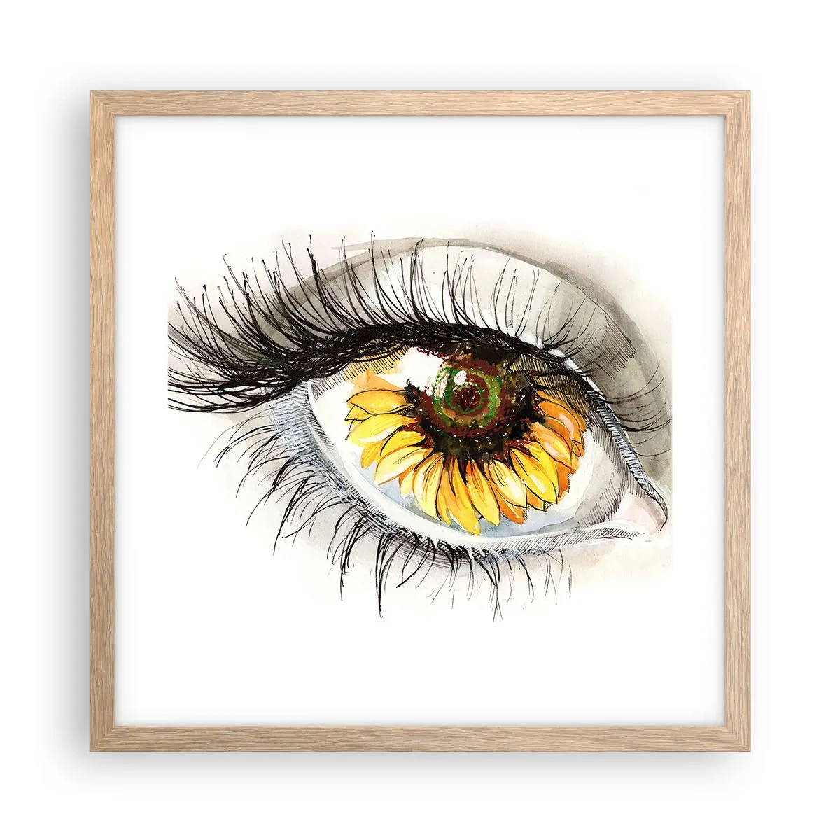 Pôster com moldura de carvalho claro - Um olhar tão quente como o verão - 40x40 cm