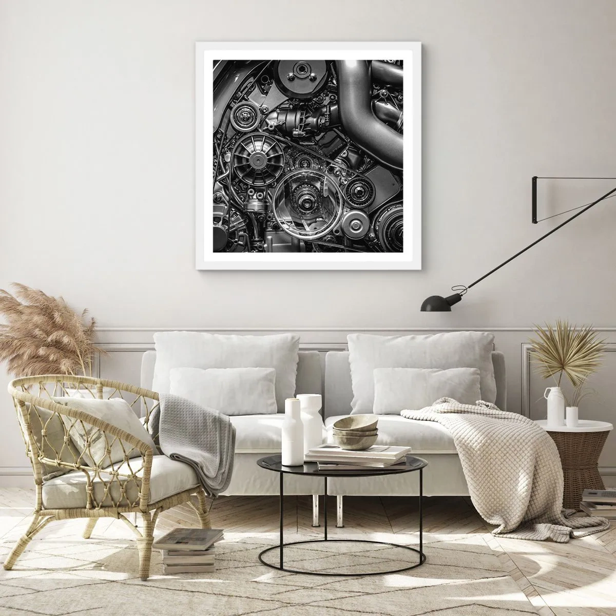 Pôster em moldura branca - A poesia da mecánica - 50x50 cm