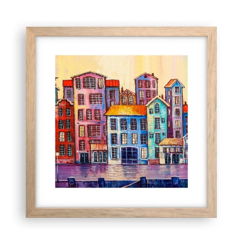 Pôster com moldura de carvalho claro - Uma cidade como de um conto de fadas - 30x30 cm