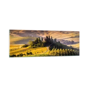 Quadro em vidro - Arcádia - Paisagem toscana - 90x30 cm