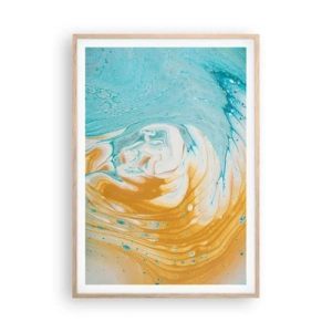 Pôster com moldura de carvalho claro - Vórtice em pastel - 70x100 cm