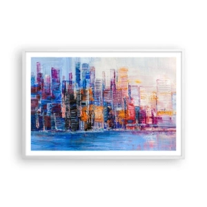 Pôster em moldura branca - Metrópole alegre - 91x61 cm