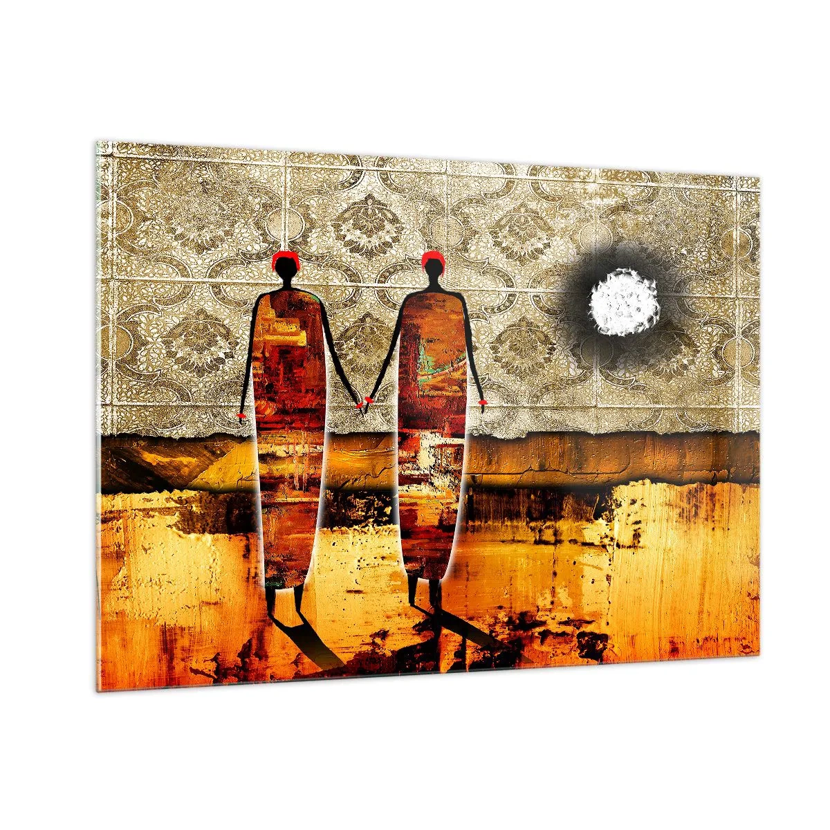 Quadro em vidro - Composição étnica nas cores da África - 100x70 cm