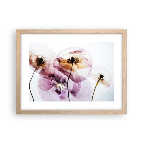Pôster com moldura de carvalho claro - A transparência das flores - 40x30 cm