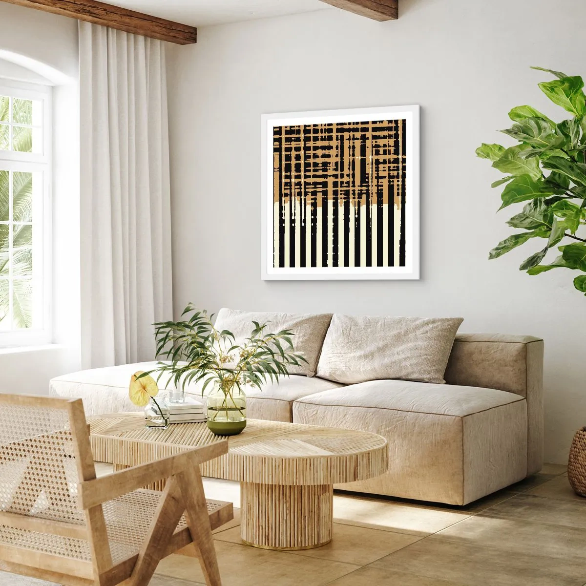 Pôster em moldura branca - Abstração arquitetónica - 40x40 cm