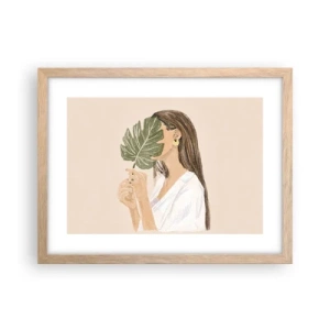 Pôster com moldura de carvalho claro - Retrato misterioso com uma adepta - 40x30 cm