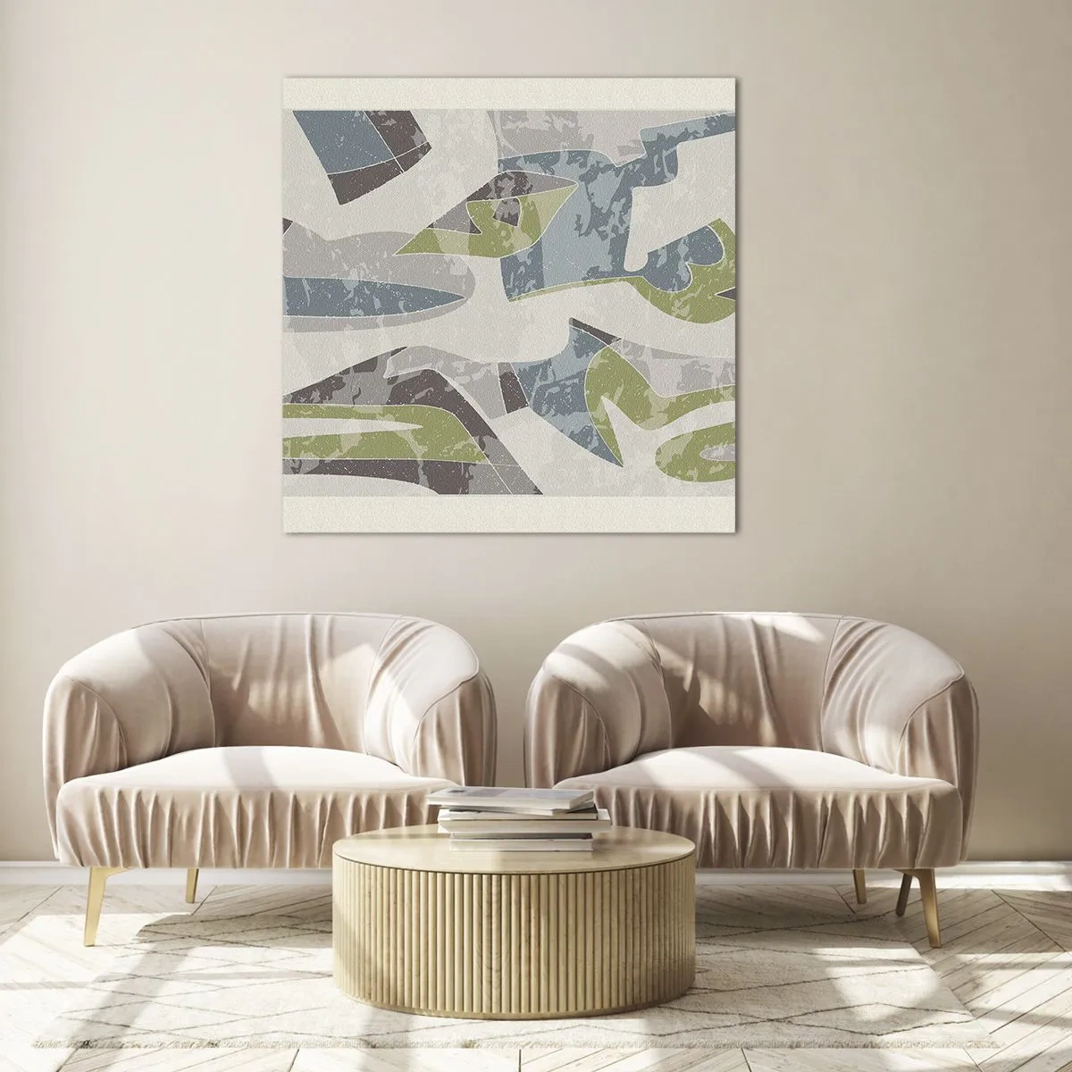 Quadro em vidro - Composição atrás do vidro - 50x50 cm