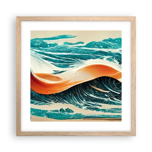 Pôster com moldura de carvalho claro - O sonho de um surfista - 40x40 cm