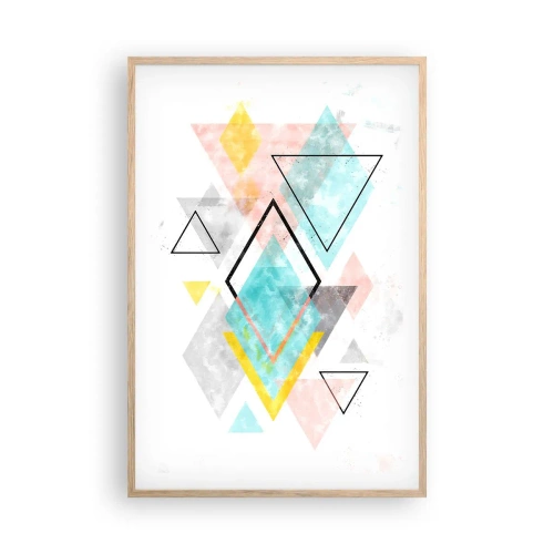 Pôster com moldura de carvalho claro - Jogo geométrico - 61x91 cm
