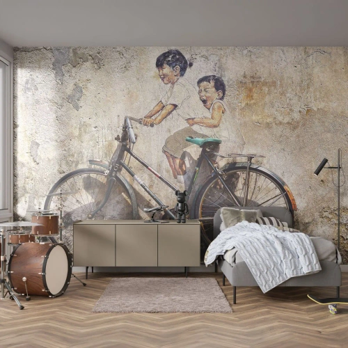 Papel de Parede Standard Eco - Verdadeiro ou falso? - Abstração, Mural, Bicicleta - 200x140 cm