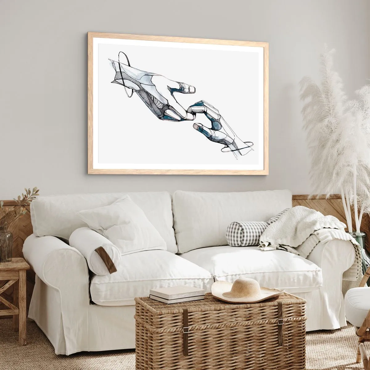 Pôster com moldura de carvalho claro - Um bom gesto - 70x50 cm