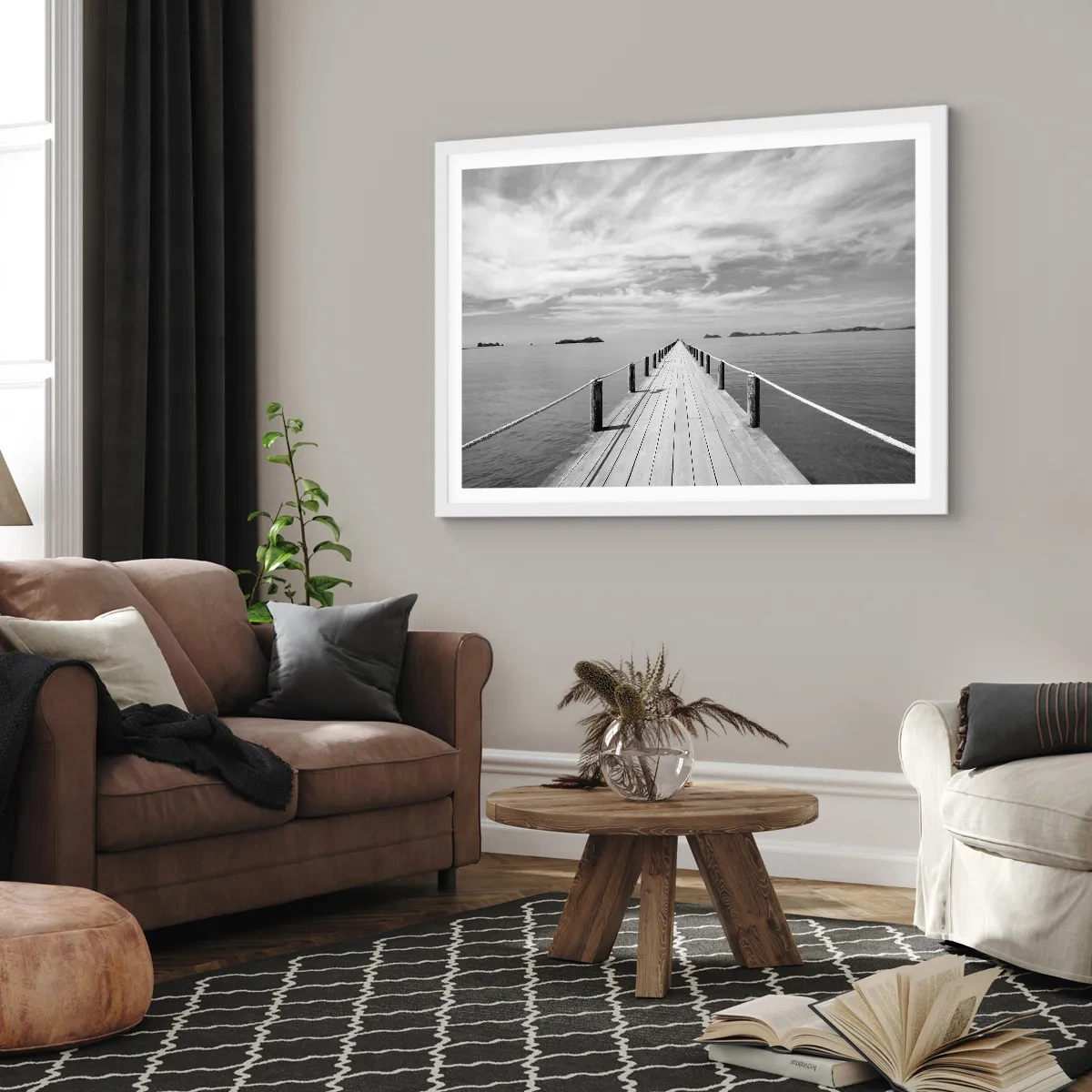 Pôster em moldura branca - Talvez uma viagem... - 100x70 cm