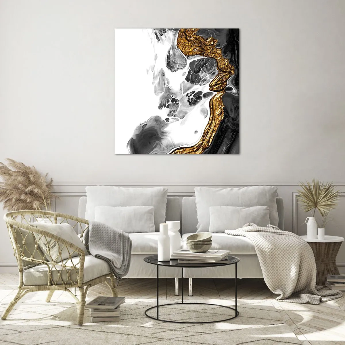 Quadro em vidro - Composição orgânica - 40x40 cm