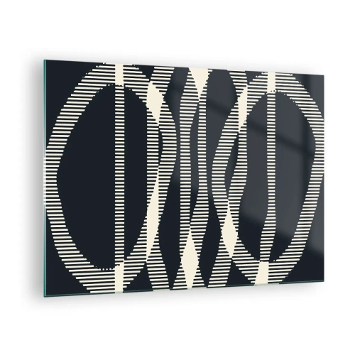 Quadro em vidro - Linhas geométricas em tons de preto e bege - 70x50cm - Uma tentativa de quebrar a escuridão - Decoração de parede moderna para a sala de estar e quarto ARTTOR