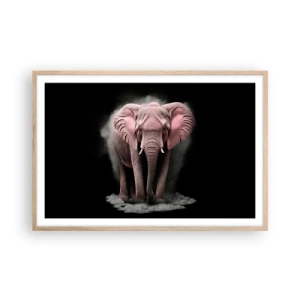 Pôster com moldura de carvalho claro - Não pense em um elefante rosa! - 91x61 cm
