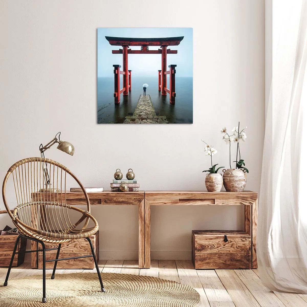 Quadro em tela - Devaneio japonês - 40x40 cm