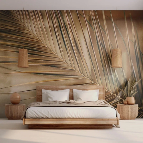 Papel de Parede Standard Eco - Colunata natural - Folha de palmeira, Gráficos, Trópicos - 300x210 cm