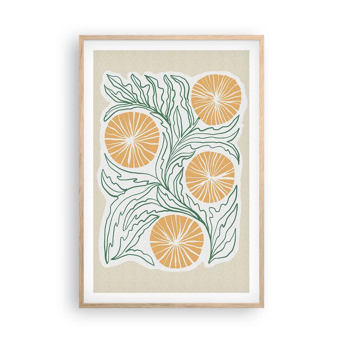 Pôster com moldura de carvalho claro - Étnico com um toque de abstração - 61x91 cm