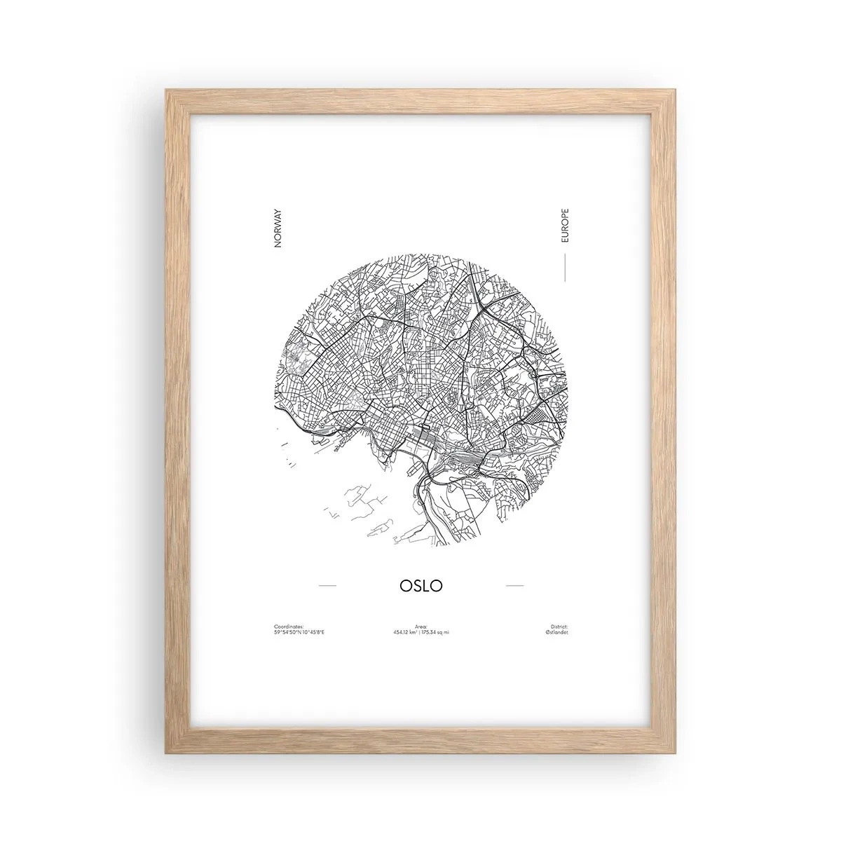 Pôster com moldura de carvalho claro - Anatomia de Oslo - 30x40 cm