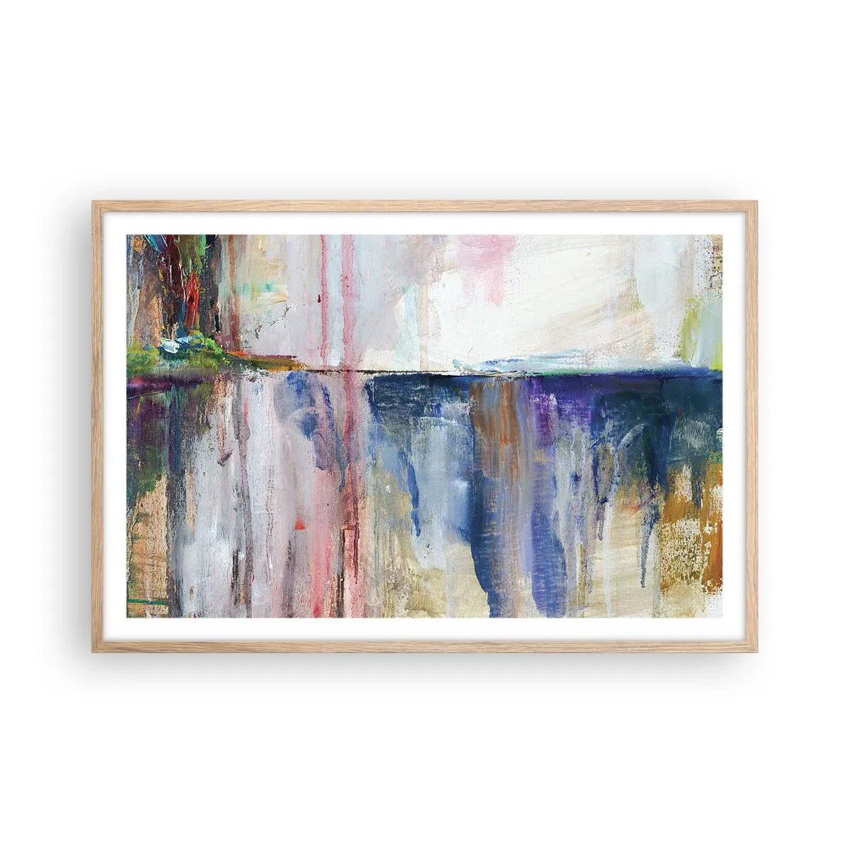 Pôster com moldura de carvalho claro - Impressões coloridas e associações - 91x61 cm