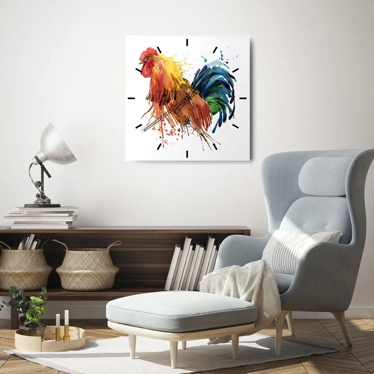 Relógio de parede - Relógio em vidro - Manto real, orgulho real - 40x40 cm