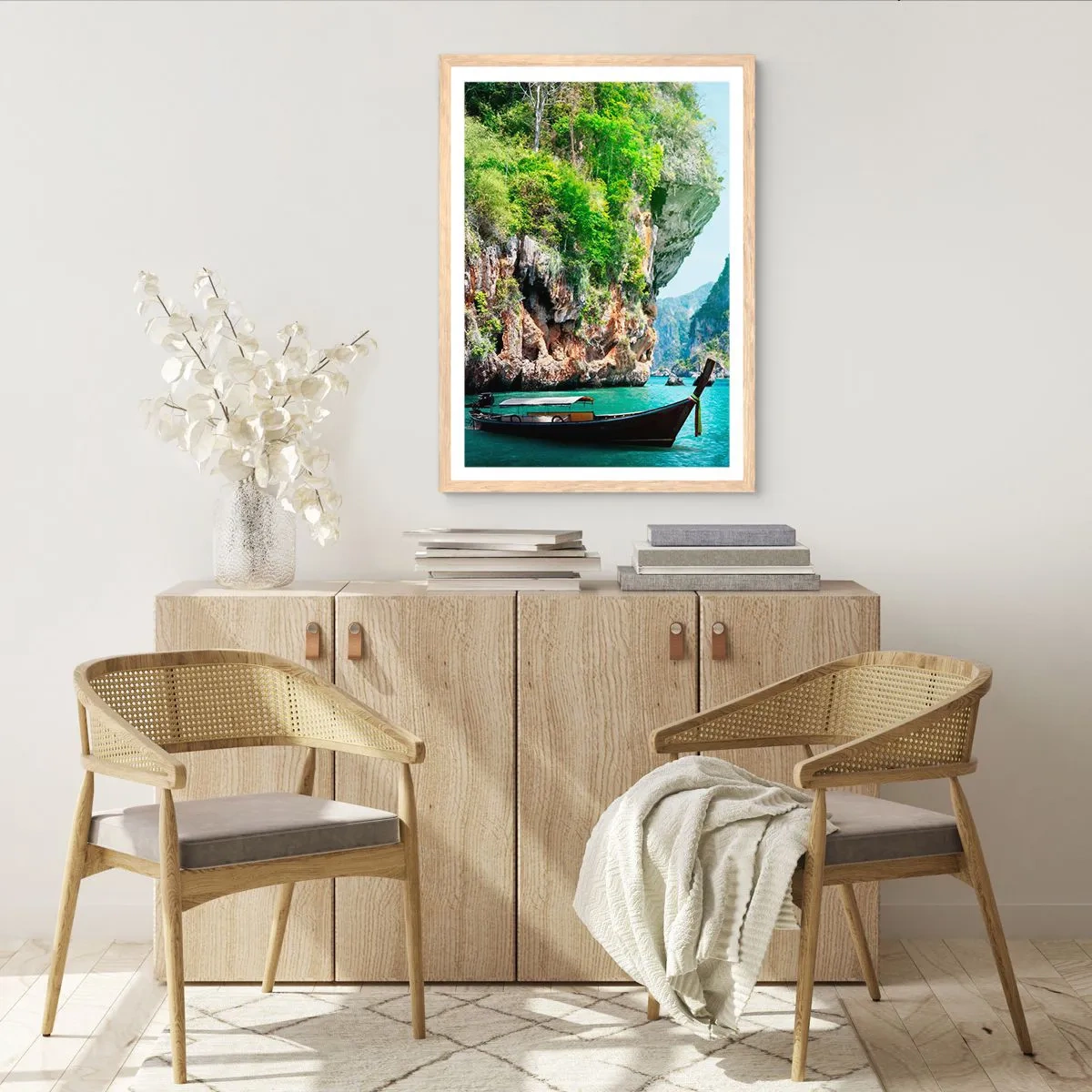 Pôster com moldura de carvalho claro - Um convite para uma viagem exótica - 50x70 cm