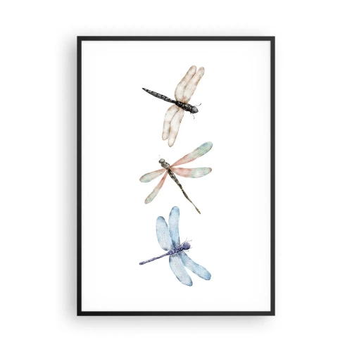 Pôster com moldura preta - Libélulas sem peso - 70x100 cm