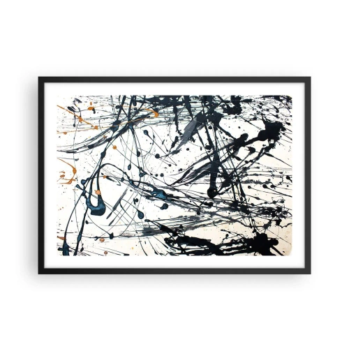 Pôster com moldura preta - Abstração expressionista - 70x50 cm