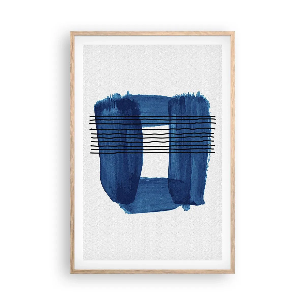 Pôster com moldura de carvalho claro - Composição azul-negra - 61x91 cm
