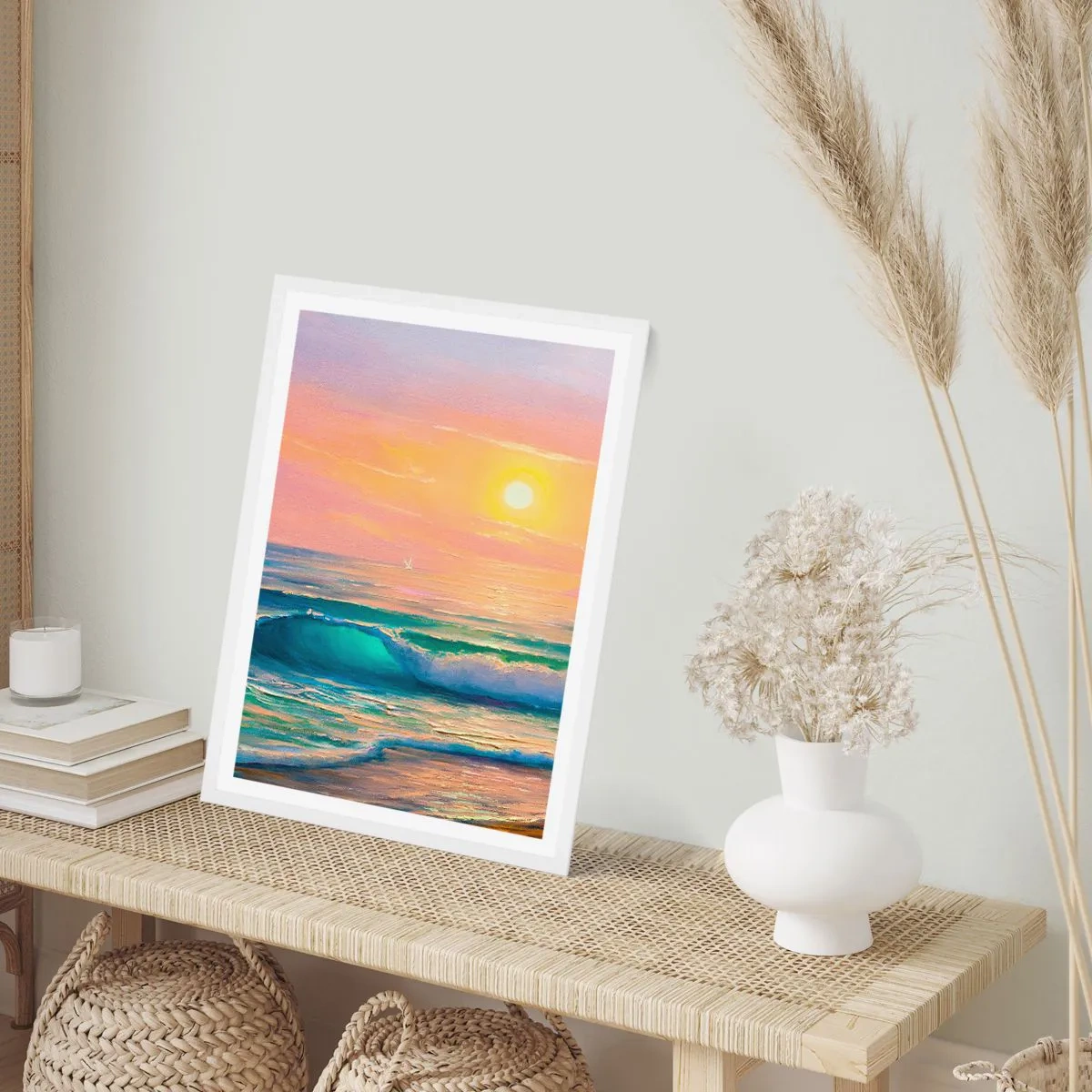 Pôster em moldura branca - O canto turquesa das ondas - 50x70 cm