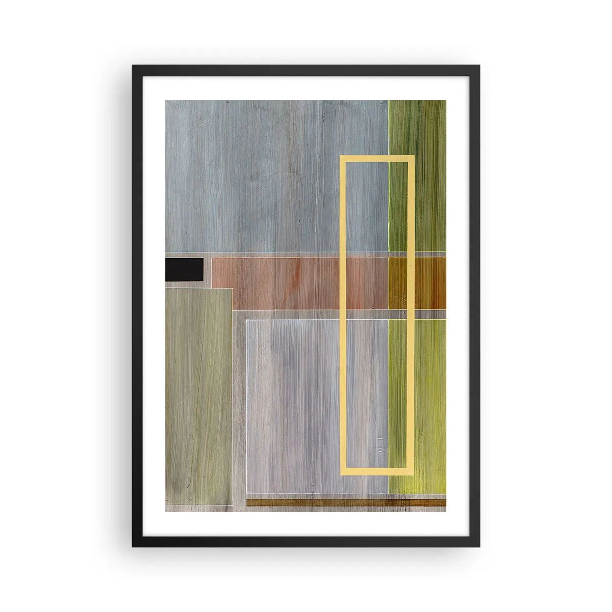 Pôster com moldura preta - Abstração geométrica em cores suaves - 50x70cm - Simples e calmo - Decoração de parede moderna para a sala de estar e quarto ARTTOR