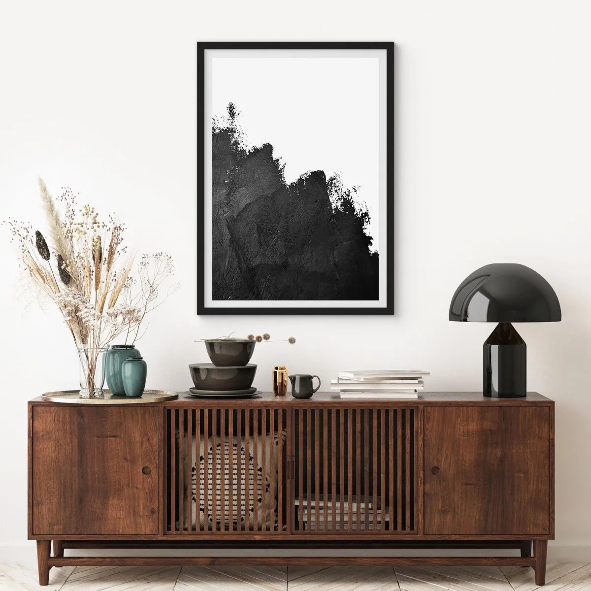 Pôster com moldura preta - Elementos: terra - 40x50 cm