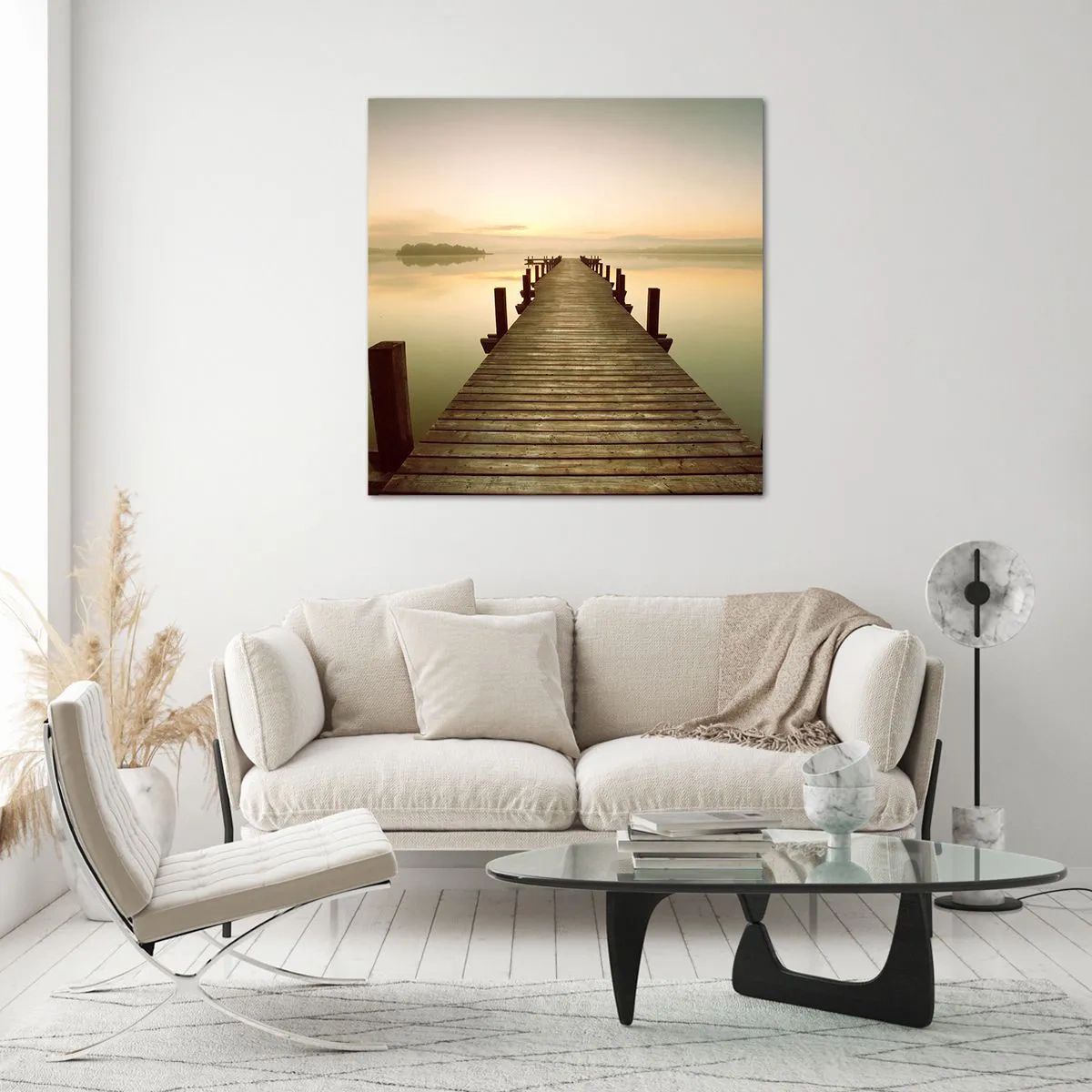 Quadro em vidro - Antes do amanhecer, nascer do sol, luz - 50x50 cm