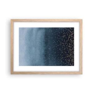 Pôster com moldura de carvalho claro - Composição – fases azuis - 40x30 cm
