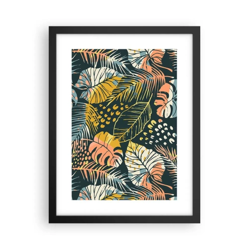 Pôster com moldura preta - Fantasia de folhas - 30x40 cm