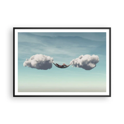 Pôster com moldura preta - A felicidade do momento - 100x70 cm